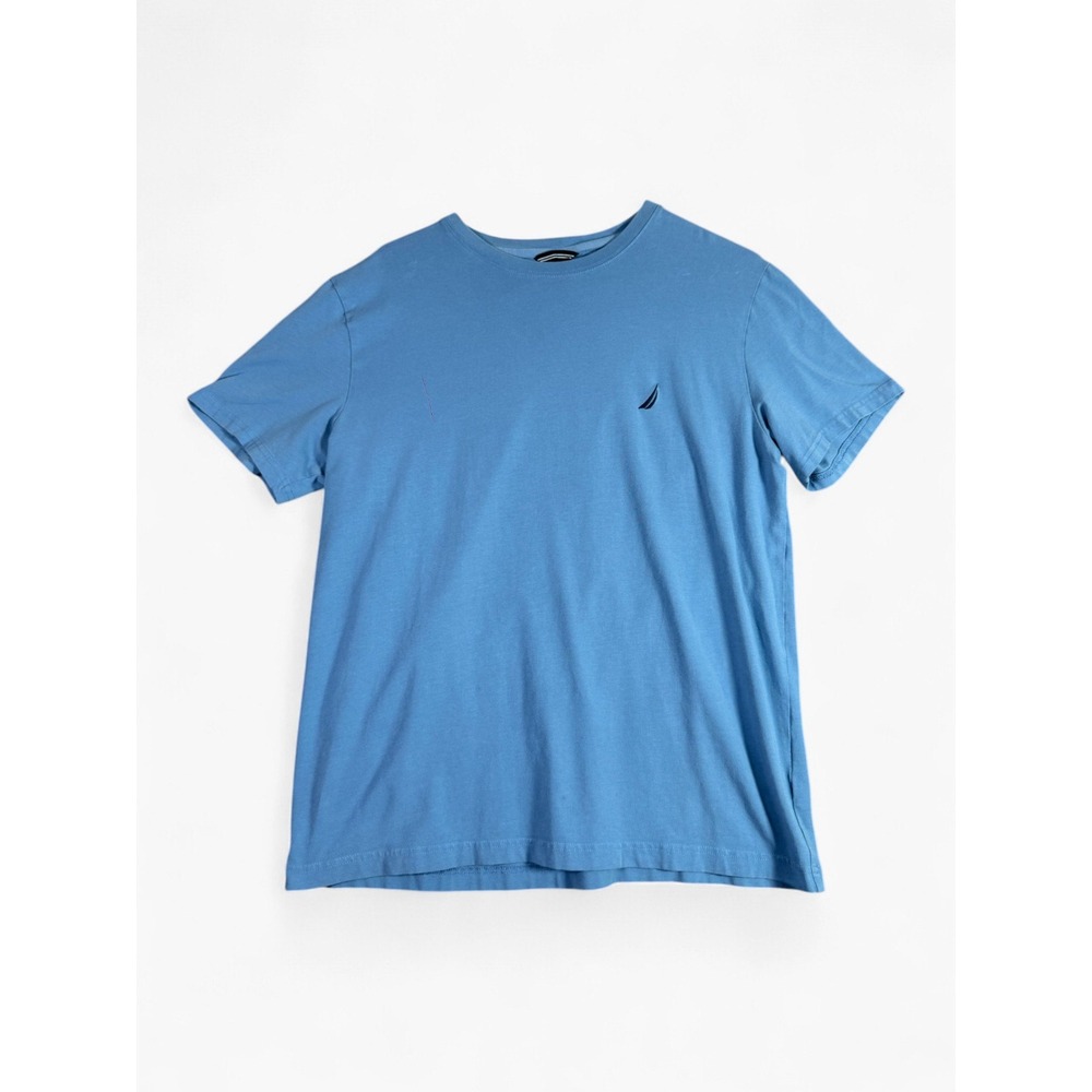 Nautica Performance Tee Mens Medium Blue Short Sleeve Cotton Stretch Crewneck